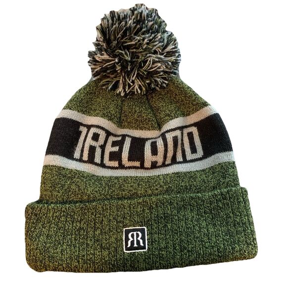 Ireland Pom Pom Beanie Lucky Green Heathered Clover Shamrock Hat Robin Ruth New - Picture 6 of 13
